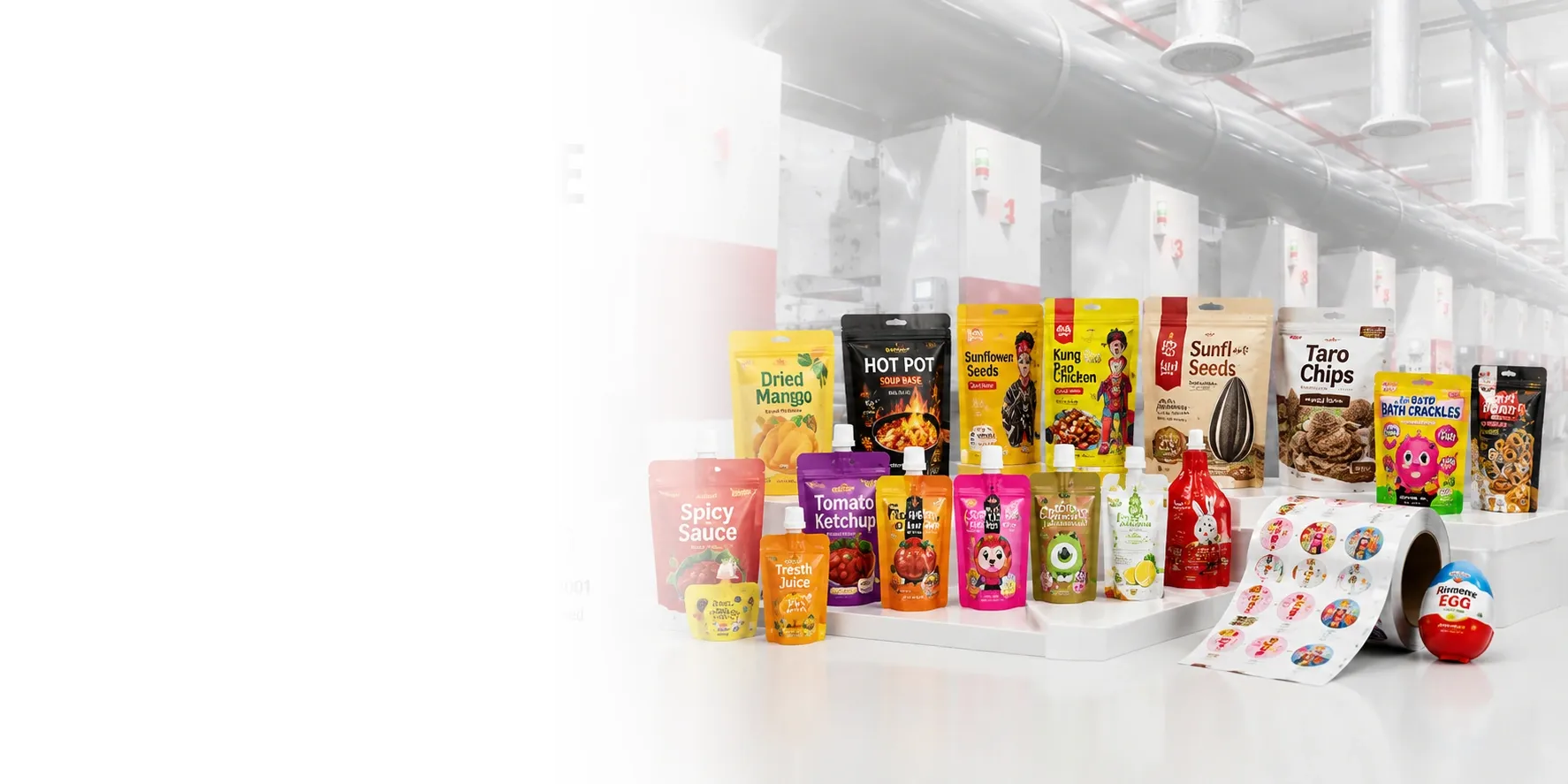 Custom flexible packaging products for food, beverage and consumer goods