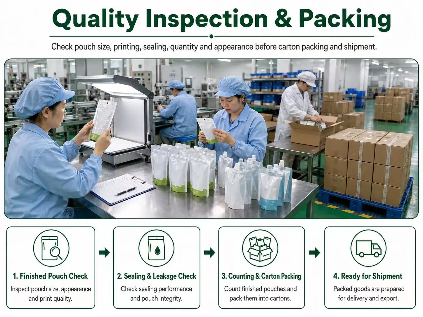 Flexible packaging quality inspection and packing process image