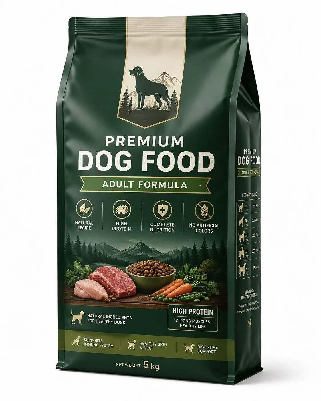 Pet food flat bottom pouch example