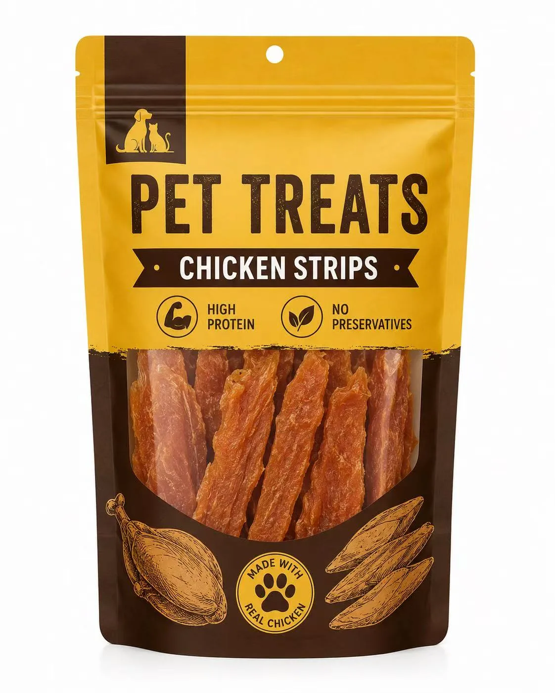 Pet treat shaped pouch example