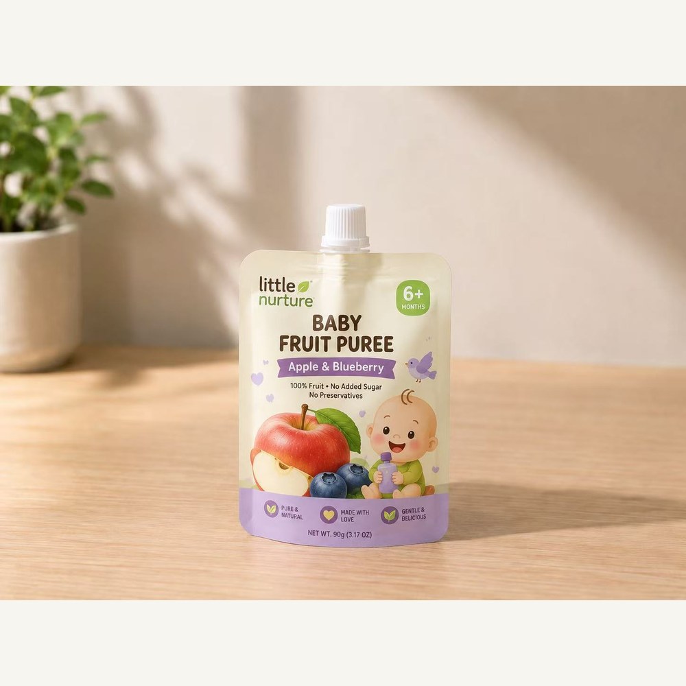 Baby food spout pouch application for fruit puree packaging